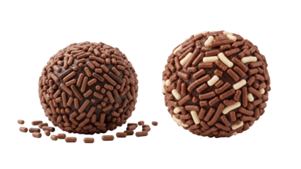 Two Chocolate Brigadeiros Covered In Sprinkles Isolated On Transparent Background