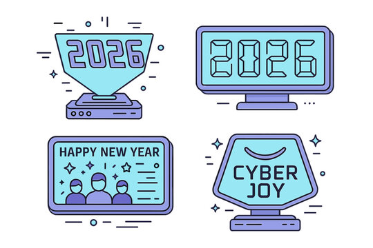 Celebration of the new year 2026 with digital displays reflecting joy and anticipation for the upcoming times