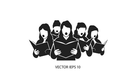 Harmonious voices unite in a captivating choir performance, reading from open songbooks in a moment of shared musical expression