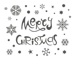 Merry Christmas vector text Calligraphic Lettering design card template. Creative typography for Holiday Greeting Gift Poster. 