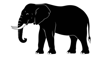 Fototapeta premium Download black and white elephant silhouette vector illustration
