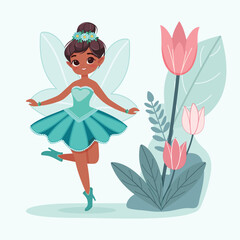 cute, art, wings, illustration, magic, cartoon, character, fairytale, fairy, dress, design, purple, girl, flying, flower, dream, delicate, enchantment, fantasy, creativity, child, glow, charm, happine