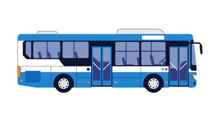 Illustration of a blue and white bus on a white background. © chriesenda