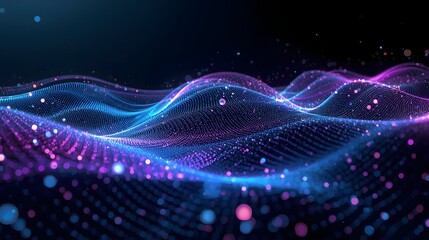 Abstract Technology Wave Pattern with Blue and Purple Light Futuristic Background