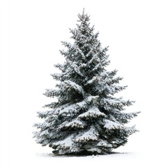 Fototapeta premium Snow-covered evergreen tree outdoors.