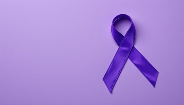 Create an image to raise awareness for International Epilepsy Day, featuring a purple ribbon on a purple background