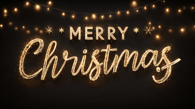 Golden Star Christmas Lights Mockup With Editable Greetings Text. Generative Ai