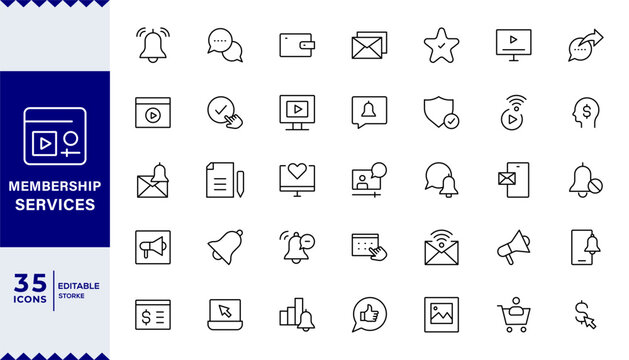 Pixel Perfect, Subscription Services Icon Set.  Most Useful Icons for Membership, Subscription, Billing, High-Quality Icons for Subscription Models, Digital  and Membership Platforms