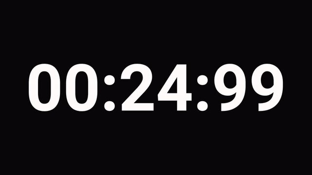 30 second reverse digital stopwatch countdown with minutes, seconds, and hundredths