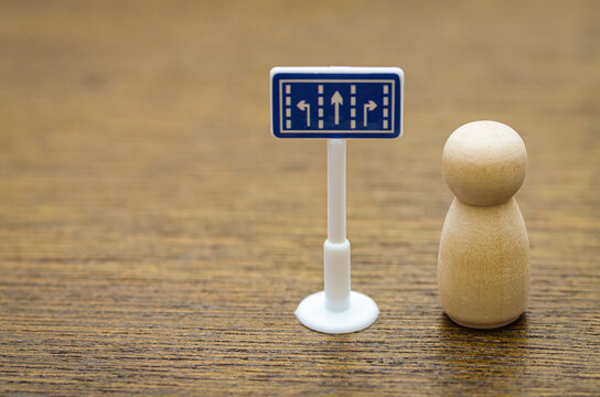 Uncertainty at the Crossroads: A road sign with clear directions next to a large yellow question mark symbolizes the doubt and confusion in making a choice.