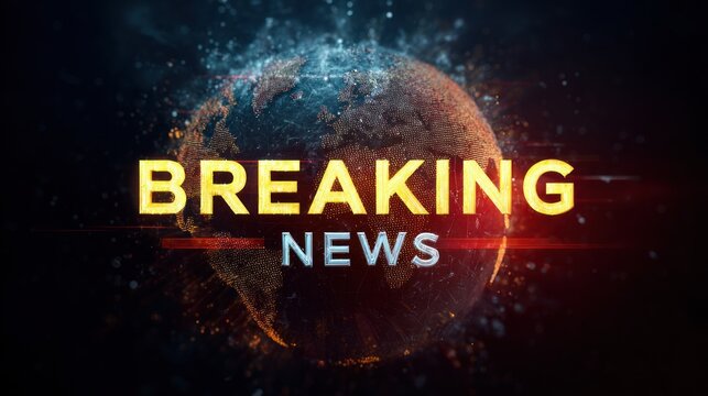 Breaking news headline with globe and dynamic visual elements - Powered by Adobe