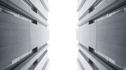Minimalist High-Rise Modern Architecture, Symmetrical Urban Building Perspective