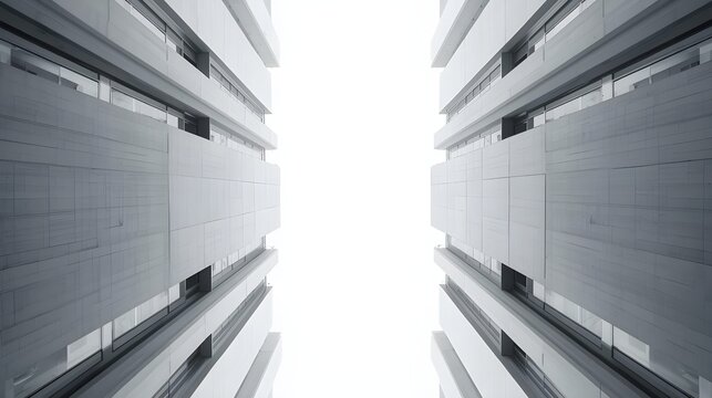 Minimalist High-Rise Modern Architecture, Symmetrical Urban Building Perspective