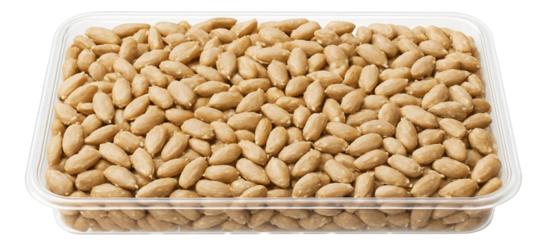 Rectangular tin box housing dried black trumpet mushrooms, with their distinctive funnel shape and charcoal gray color