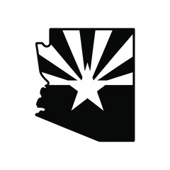 Arizona state outline with star and rays symbol