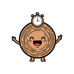 Wood Slice Character with Clock on Head