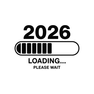Year 2026 loading progress bar illustration