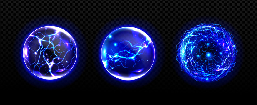 Energy balls with lightnings, power spheres set