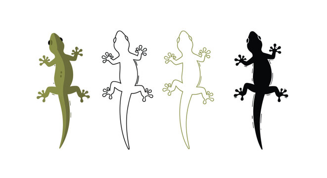 Gecko lizard vector illustration reptile silhouette outline art