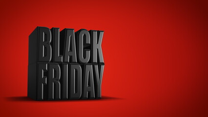 3D Black Friday Text on Red Background