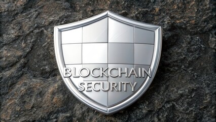 Blockchain security shield symbol representing safety and protection in digital transactions and data integrity in technology