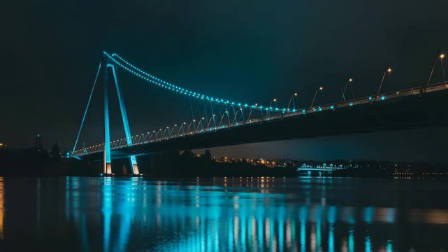 Bridge illuminated at night