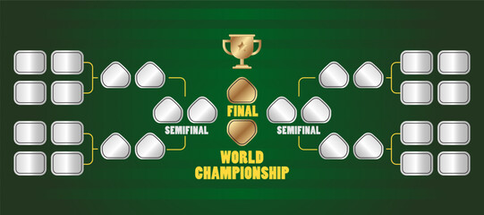 Tournament Bracket green. World Championship. Sport game tournament championship contest. Board chart with champion trophy prize.Vector illustration.