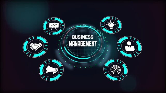 Modern business process management, digital display for control, development, and team optimization.