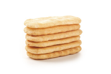 Stack of Crispy Rice Cakes on White Background - Healthy Snack Food Photography