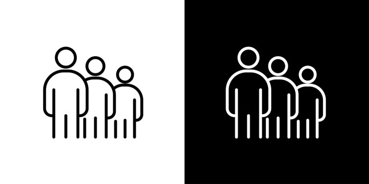 Modern outline vector icon representing a cohesive group of people, a professional team, or a growing user community, ideal for digital interfaces and web applications