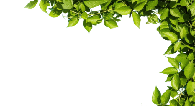 Vibrant Green Leaves Overlapping Translucent Water Surface isolated On A transparent Background