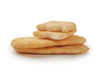 Crispy Rice Crackers Senbei Stack Japanese Snack Food on White Background