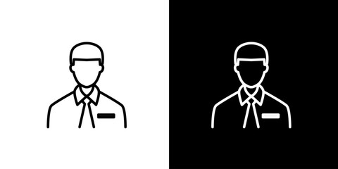Simple outline icon of a man in black and white, suitable for various design projects