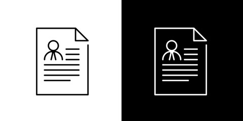 Resume Icon Set Minimalist Outline of Document with Person Profile, CV Symbol, and Template