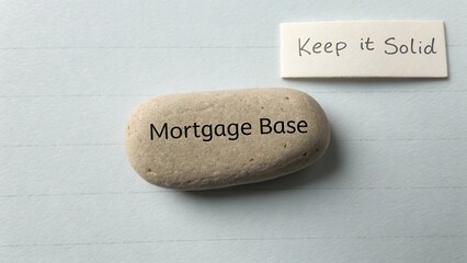 Mortgage base concept with smooth stone and motivational note for business, finance, and motivational themes