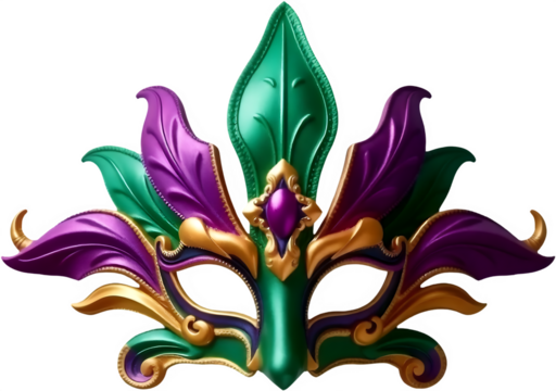 Colorful decorative carnival mask with vibrant green and purple design  