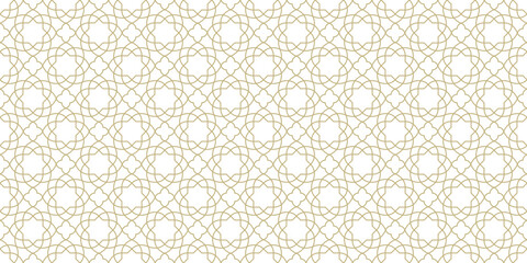 Arabic style pattern background. Vector yellow oriental ornament on white. Islamic traditional gold texture for, wallpapers, textile patterns, decoration.