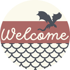 dragon scales round welcome sign png, bookish frame wreath, front door hanger, home library table or shelf sitter, laser ready cut files, glowforge silhouette cricut