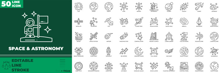 Space And Astronomy Line Editable Icons set © Madani Pro