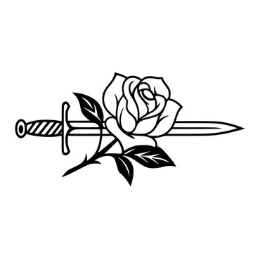 Designed for ink, loved for its balance. This sword and rose vector fits tattoos, apparel, and visual branding with elegance