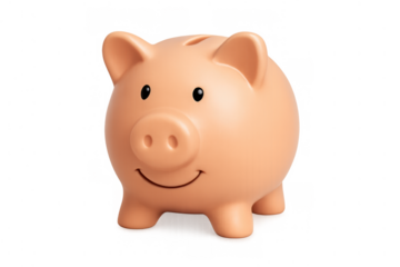 Piggy bank representing money saving, financial planning, investment, and wealth, for personal finance concepts. Transparent background