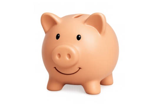 Piggy bank representing money saving, financial planning, investment, and wealth, for personal finance concepts. Transparent background