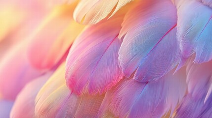 Pastel Feather Close-Up With Soft, Dreamy Plumes in Warm and Cool Tones