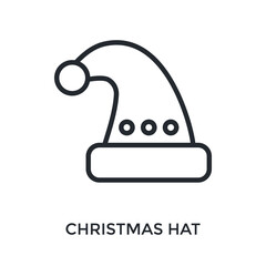 Christmas Hat Icon Outline Style. Vector Illustration For Graphic Design