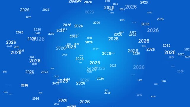 Numerous White Numbers 2026 Scattered on a Blue Gradient Background year