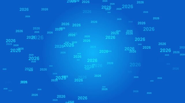 Numerous White Numbers 2026 Scattered on a Blue Gradient Background year