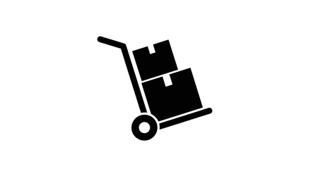 Hand Truck with Boxes Silhouette Icon