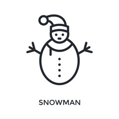 Snowman Icon Outline Style. Vector Illustration For Graphic Design
