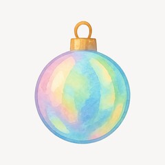 Colorful watercolor Christmas ornament illustration.
