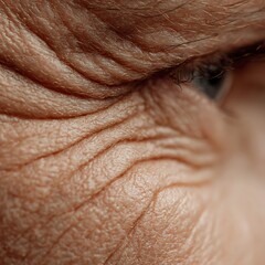 Fototapeta premium macro close-up of wrinkles and fine lines on mature skin, realistic texture